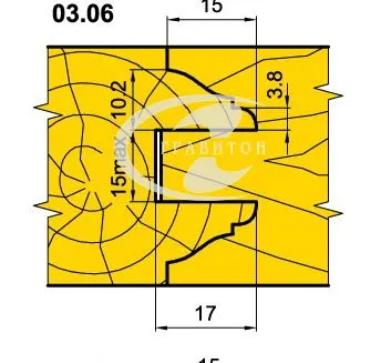 03.06.09 Фрезы для производства филенчатых дверей. Профиль калёвки верхний .Комплект 03.06