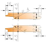 05-6-Т-Н Фрезы для изгот. Евровагонки Тайга 160*40*26 с нап. пласт. Р6М5 (шип трапеция, полка-10мм), к-т из 2-х фрез