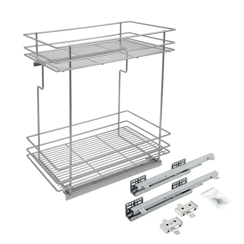 Бутылочница 300мм на скрытых направляющих с доводчиком, бондированный хром