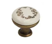 Ручка-кнопка К8005, античная бронза, керамика WT/F2