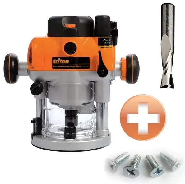 Фрезер Triton TRA001 2400 Вт + фреза спиральная 8х22х70 мм + 4 винта