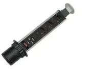 Блок розеток вертикальный 3 розетки Евро, 2 USB (301х85), D=60, серебро
