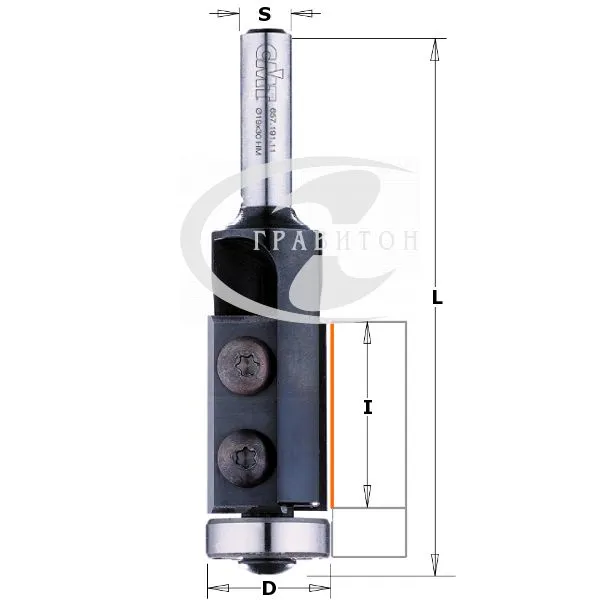 Фреза обгонная (нижн. подш.), смен.ножи HM Z2 S=8 D=19x30 RH