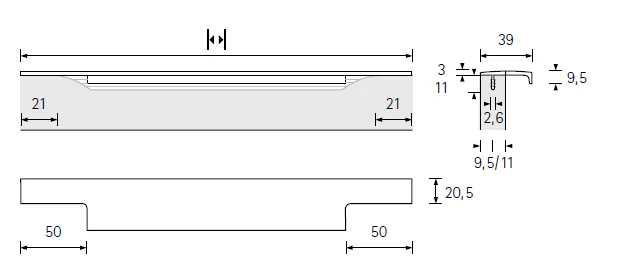 ProDecor, ручка Lamezia, длина 595 мм, алюминий анодированный