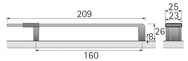 Ручка-скоба, межосевое расстоян 160 мм, длина 209 мм, нерж. сталь без клипс