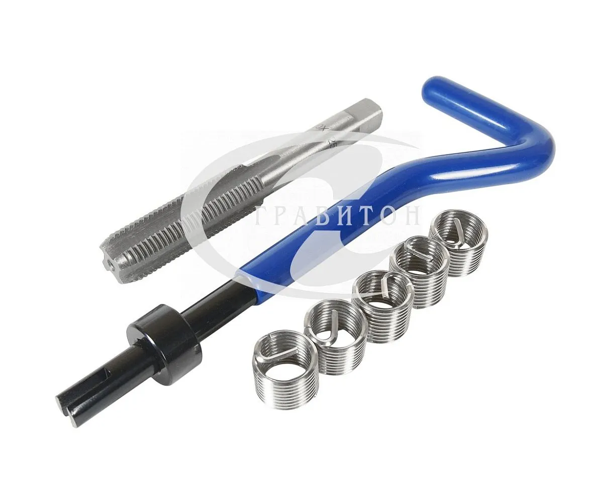 Набор для восстановления резьбы (вставки M10x1.25, длина 13.5мм, 5шт) 7 предметов JTC