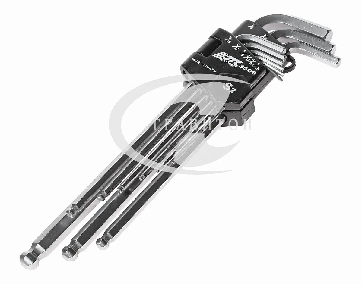 Набор ключей шестигранных удлиненных с шаровидным наконечником 1/16"-3/8", 9шт JTC /1/6/36