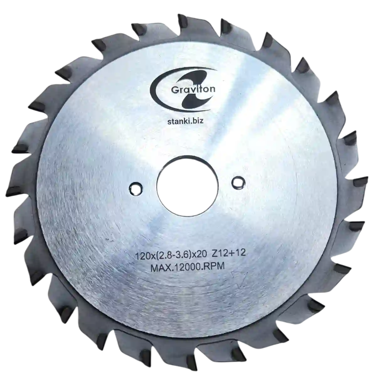 Алмазная подрезная пила PCD 120 x 20 x 2.8-3.6 x 2.2 x (12+12)T