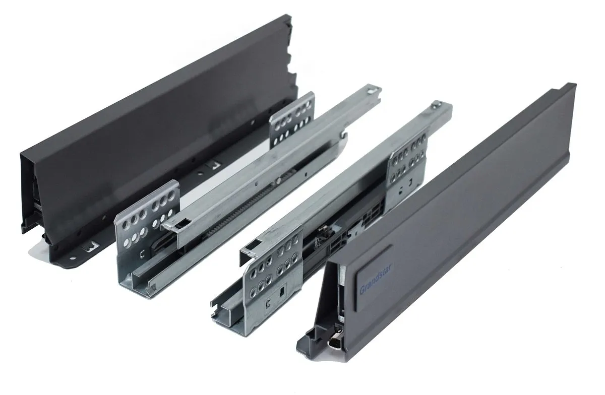 Комплект ящика полного выдвижения 350 на 86, серый