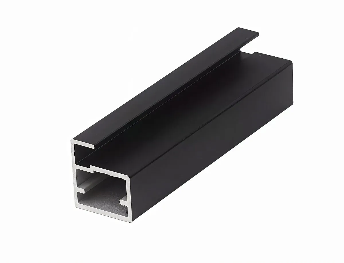 Профиль фасадный 19х20, видимая часть 8 мм, под стекло 4 мм ЧЕРНЫЙ МАТОВЫЙ (L-5.4 м) 