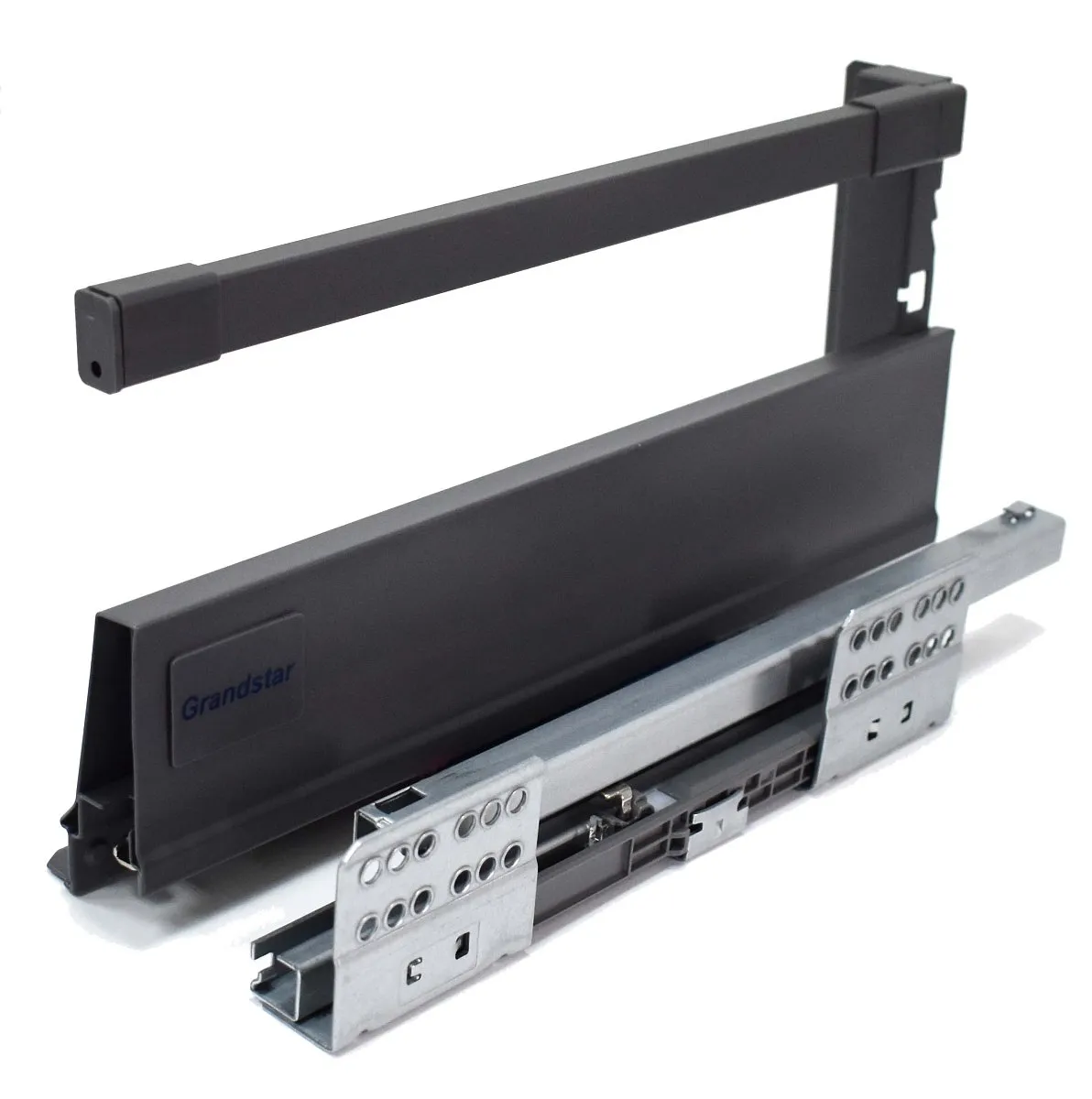 Комплект ящика полного выдвижения 450 на 167, релинг квадрат., серый