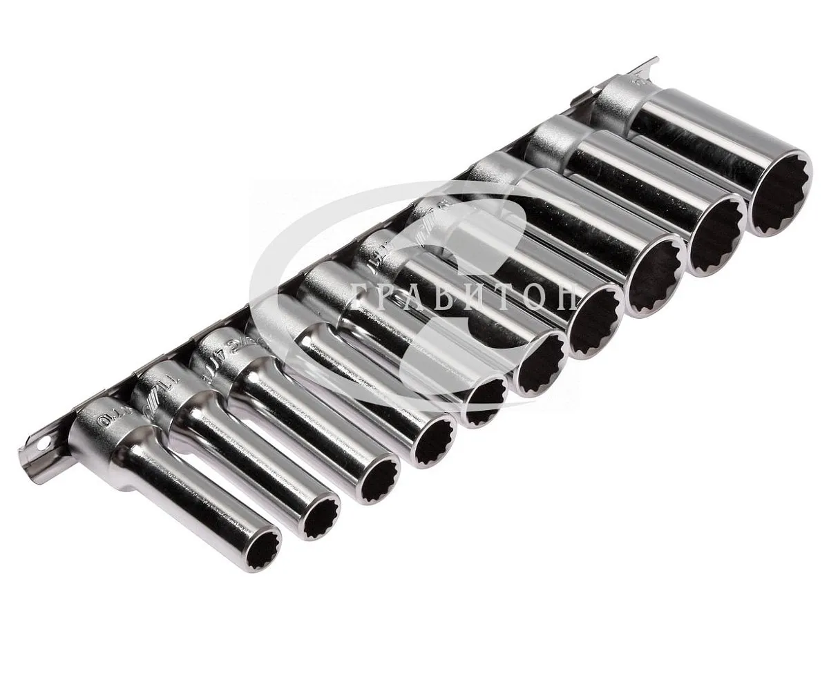 Набор головок торцевых глубоких 12-гранных 1/2" 10-24мм, длина 76мм 10шт JTC /1