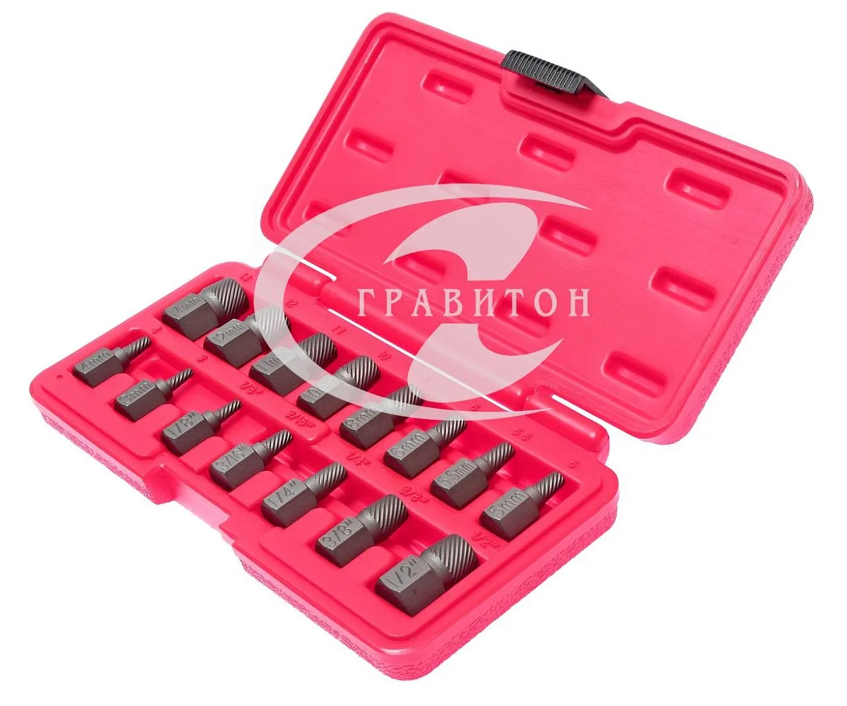 Набор экстракторов 3-14мм, 1/8"-1/2" (в кейсе) 15 предметов
