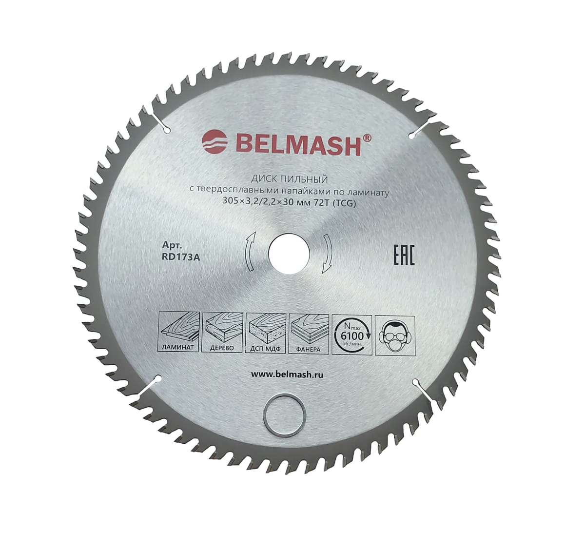 Диск пильный по ламинату BELMASH 305х3,2/2,2х30мм; 72Т
