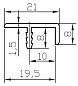 Кромочный профиль для плиты 18-19 мм, загиб односторонний 8 мм (L-2,9 м), хром глянцевый