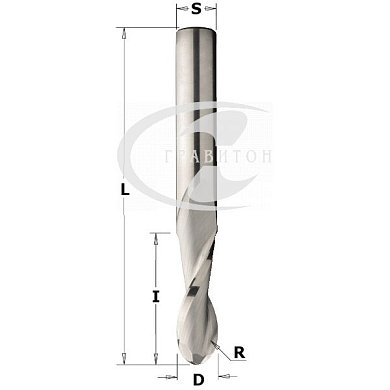 Фреза спиральная монолитная 6x27x70 Z=2 S=6 RH