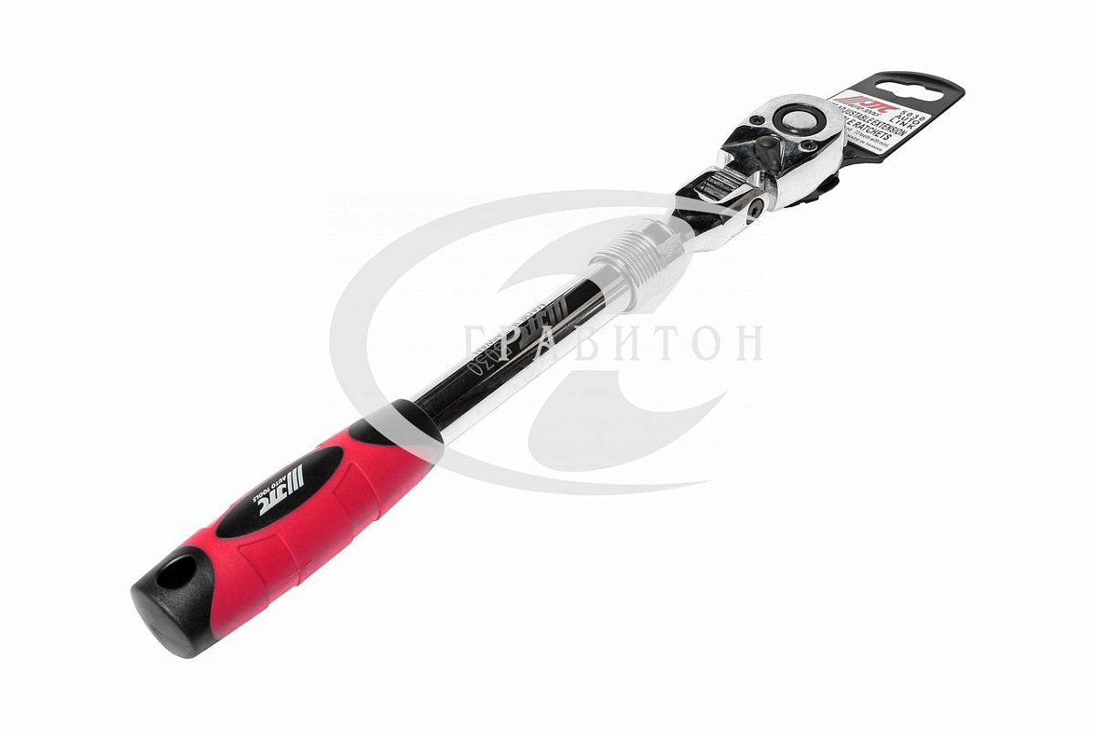 Трещотка 1/2" 72-зубцовая шарнирная с поворотной головкой, с резиновой рукояткой, регулируемая длина